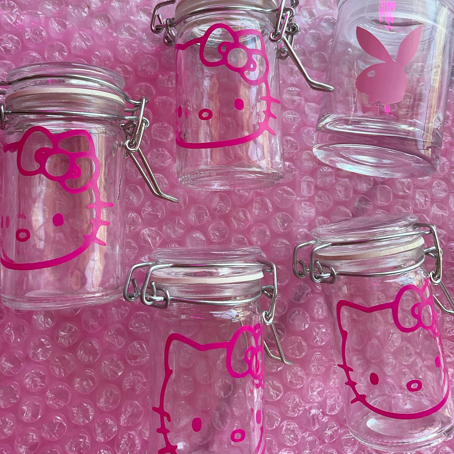 Hot pink kitty stash jar