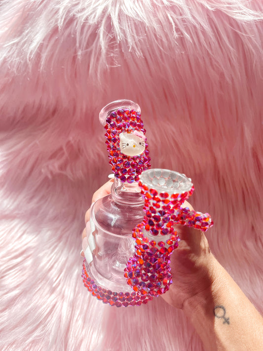 Hot pink mini bling vase