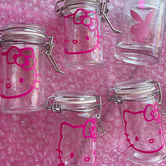Hot pink kitty stash jar