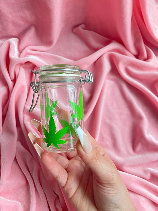 Green leaf stash jar